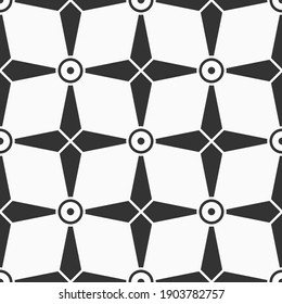 Abstract geometric seamless pattern. Symmetrical lattice background. Art deco pattern. Flat design. Vector monochrome background.