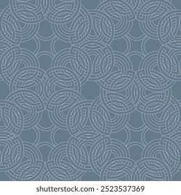 Abstract geometric seamless pattern with tangled rings - hand drawn vector illustration.