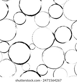 Abstract geometric seamless pattern with textured circles. Repeat geometry brush strokes texture. Great for textile, fabric, wallpaper, wrapping, scrapbook and packaging