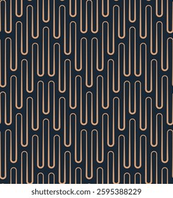 Abstract geometric seamless pattern with thin wavy line on a black background in a modern elegant style. Subtle design. Vector illustration for textile, cover, wallpaper, and wrapping.