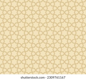 Abstract geometric seamless pattern in traditional Islamic style. Golden ornament with thin lines, oriental mosaic, subtle grid. Gold ornamental background. Luxury modern minimal arabesque design