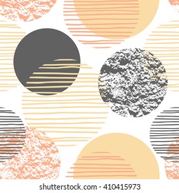 Abstract geometric seamless pattern with trendy  hand drawn textures. Modern abstract design for poster, cover, fabric and other users.