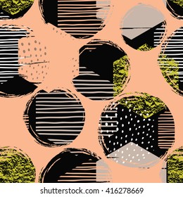 Abstract geometric seamless pattern with trendy hand drawn textures. Modern abstract design for poster, cover, fabric and other users