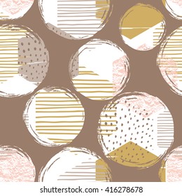 Abstract geometric seamless pattern with trendy hand drawn textures. Modern abstract design for poster, cover, fabric and other users. Abstract geometric background. 