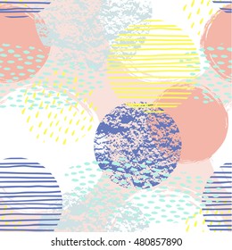 Abstract geometric seamless pattern with trendy hand drawn textures. Modern abstract design for paper, cover, fabric, interior decor and other users.