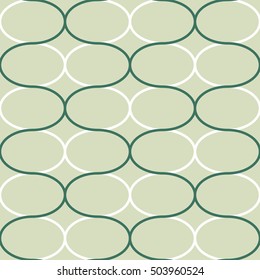 Abstract geometric seamless pattern. Trendy textile or interior wallpaper repeatable texture. Tony natural light beige and green "emerald" color shades. Waves shapes background.