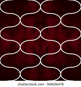 Abstract geometric seamless pattern. Trendy textile or interior wallpaper repeatable texture. Tony white and burgundy "marsala" color shades. Waves shapes velvet background.