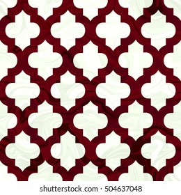 Abstract geometric seamless pattern. Trendy textile or interior wallpaper. Tony natural light beige and burgundy "marsala" color shades. Waves shapes background with marble texture.