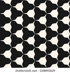 Abstract geometric seamless pattern with triangle shapes, hexagons, grid, net. Simple vector monochrome ornament texture. Black and white graphic background. Modern repeat design for decor, prints
