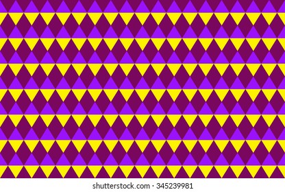 Abstract geometric seamless pattern of triangles in yellow and purple colors