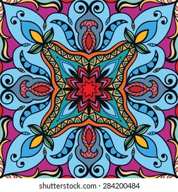 Abstract geometric seamless pattern. Tribal ethnic Arabian Indian ornament. Fashion repeating texture, hand drawn artwork, vector illustration.