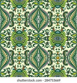 Abstract geometric seamless pattern. Tribal ethnic Arabian Indian ornament. Fashion repeating texture, hand drawn artwork, vector illustration.