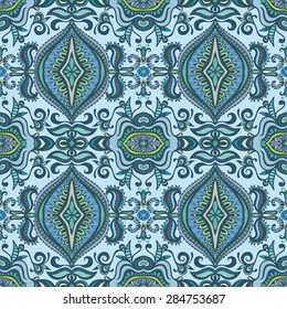 Abstract geometric seamless pattern. Tribal ethnic Arabian Indian ornament. Fashion repeating texture, hand drawn artwork, vector illustration.