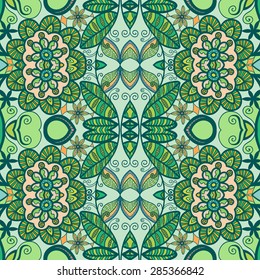 Abstract geometric seamless pattern. Tribal ethnic Arabian Indian ornament. Fashion repeating texture, hand drawn artwork, vector illustration.