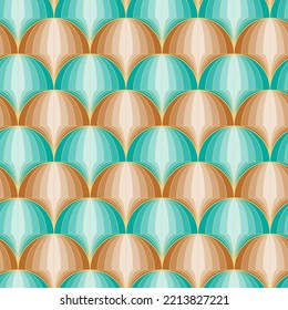 Abstract geometric seamless pattern. Turquoise and brown scales