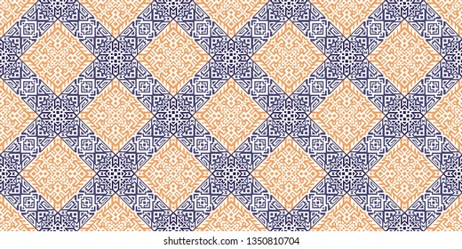 Abstract geometric seamless pattern. Unique scandinavian design. Ethnic style repeat background. Creative tribal vector ornament. Trendy art tile.