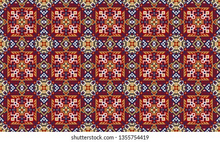 Abstract geometric seamless pattern. Unique scandinavian design. Ethnic style repeat background. Creative tribal vector ornament. Trendy art tile.