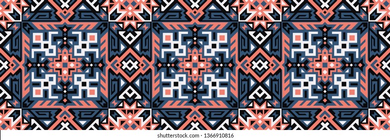 Abstract geometric seamless pattern. Unique scandinavian design. Ethnic style repeat background. Creative tribal vector ornament. Trendy art tile.