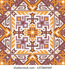 Abstract geometric seamless pattern. Unique scandinavian design. Ethnic style repeat background. Creative tribal vector ornament. Trendy art tile.