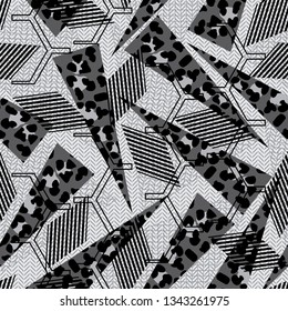 Abstract geometric seamless pattern. Urban Military fashion camouflage military style. Trendy Sports textile.