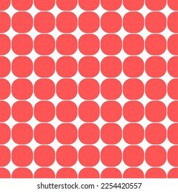 Abstract geometric seamless pattern. Vector fashion pattern. Rounded squares optical illusion. Carnation red and white color.