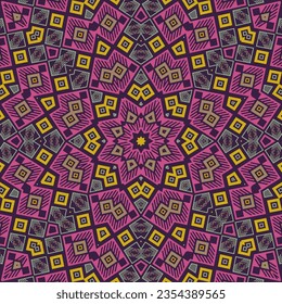 Abstract geometric seamless pattern vector composition. Simple wallpaper motif. Stylized mosaic texture. Spanish folk print. Decor elements.