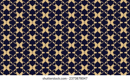 Abstract geometric seamless pattern  vector background. Blue-black and gold texture