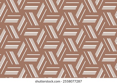 Abstract geometric seamless pattern vector in 2025 trending colors modern design brown and white diagonal lines minimalistic background textile wallpaper wrapping paper tiles decoration commercial use