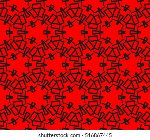abstract geometric seamless pattern. vector. red and black