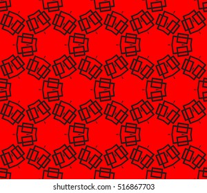 abstract geometric seamless pattern. vector. red and black