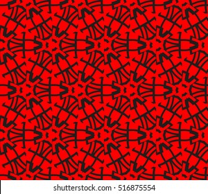abstract geometric seamless pattern. vector. red and black