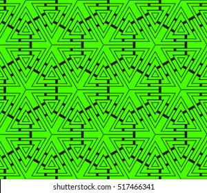 abstract geometric seamless pattern. vector. green and black