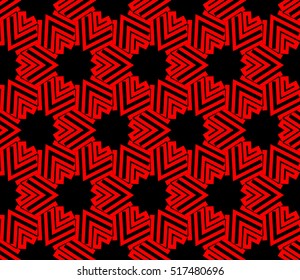 abstract geometric seamless pattern. vector. red and black