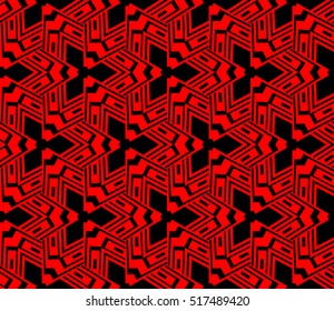 abstract geometric seamless pattern. vector. red and black