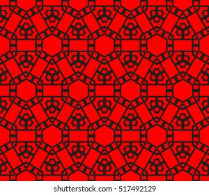 abstract geometric seamless pattern. vector. red and black
