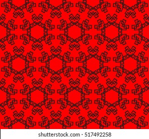 abstract geometric seamless pattern. vector. red and black
