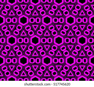 abstract geometric seamless pattern. vector. purple. neon