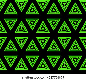 abstract geometric seamless pattern. vector. green and black. neon