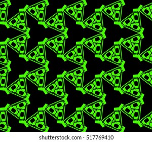 abstract geometric seamless pattern. vector. green and black. neon