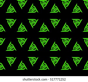 abstract geometric seamless pattern. vector. green and black. neon