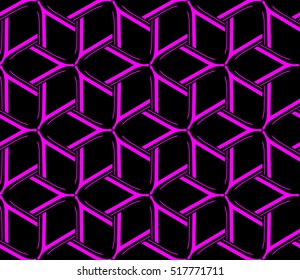 abstract geometric seamless pattern. vector. purple. neon
