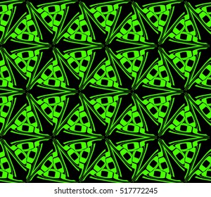 abstract geometric seamless pattern. vector. green and black. neon
