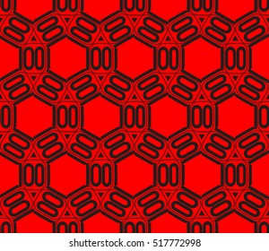 abstract geometric seamless pattern. vector. red and black