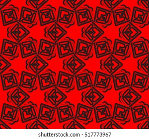 abstract geometric seamless pattern. vector. red and black