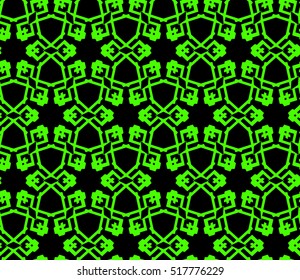 abstract geometric seamless pattern. vector. green and black