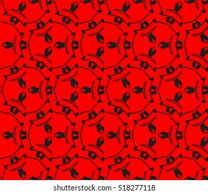 abstract geometric seamless pattern. vector. red and black