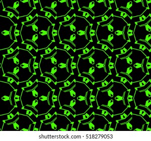 abstract geometric seamless pattern. vector. green and black. neon