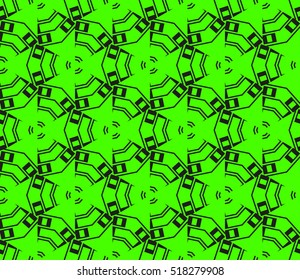 abstract geometric seamless pattern. vector. green and black. neon