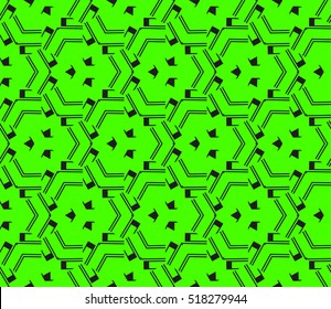 abstract geometric seamless pattern. vector. green and black. neon