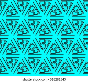 abstract geometric seamless pattern. vector. blue. neon